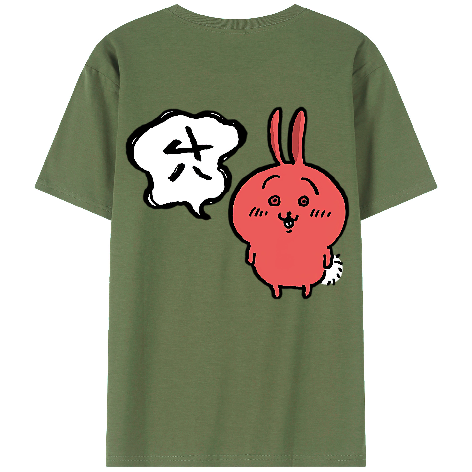（画像用） ちいかわ ハチワレ Chii-kawa hachiware 綿100％ メンズ半袖Tシャツ（バックプリント） 通気性